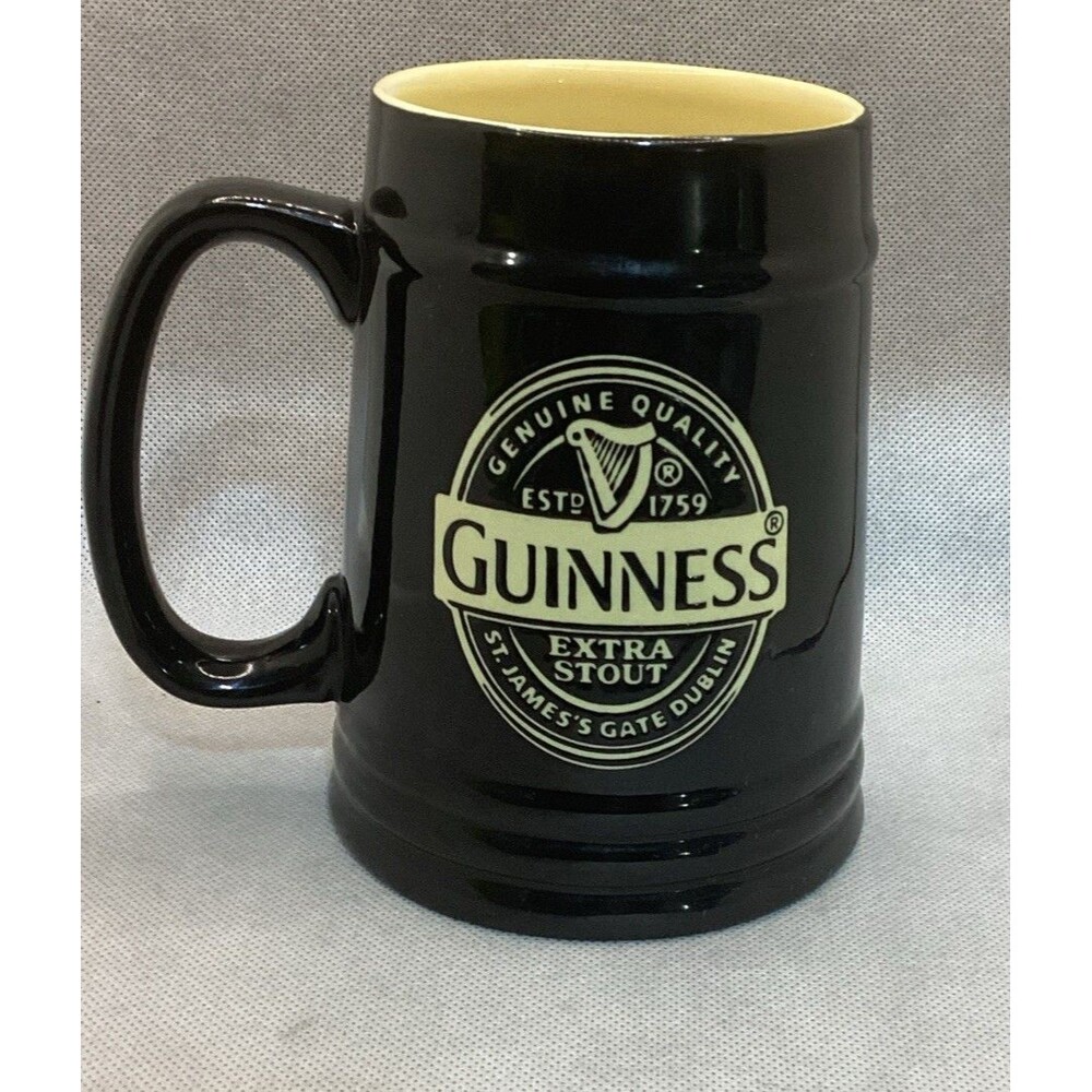 Tall Extra Stout Guiness Tankard Mug 5 1/2" Tall, Ceramic 20 Oz